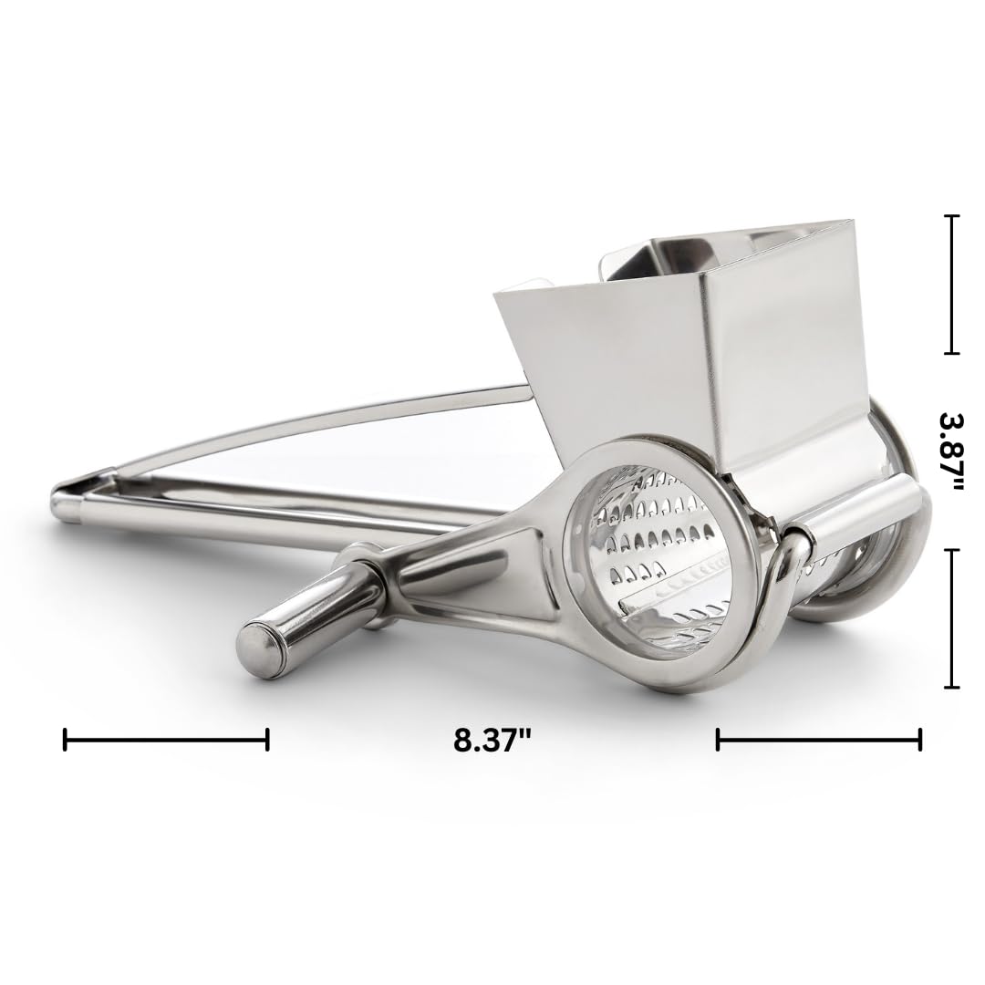 Fantes Rotary Cheese Grater, 18/8 Stainless Steel, The Italian Market Original Since 1906