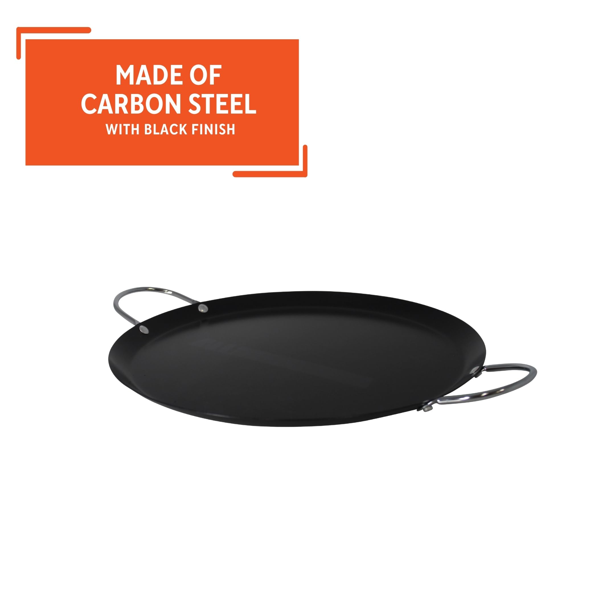 Imusa 9In Carbon Steel Nonstick Round Comal With Metal Handles, Black
