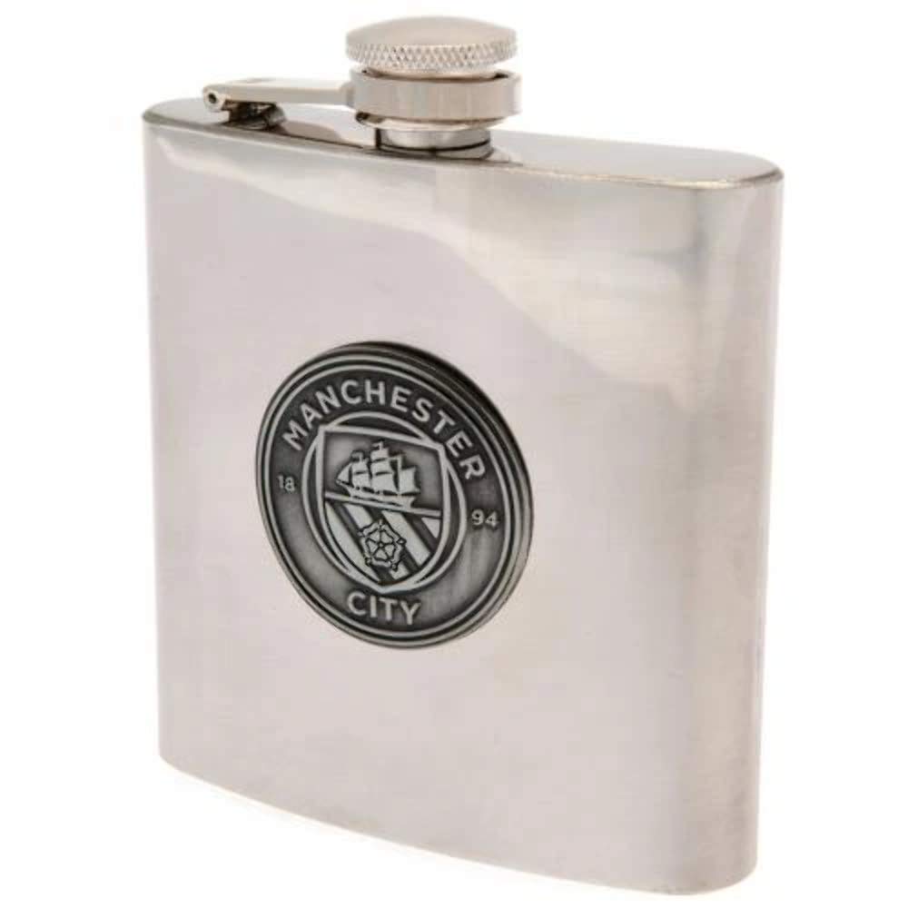 Manchester City Fc Stainless Steel Hip Flask In Gift Box - Authentic Epl
