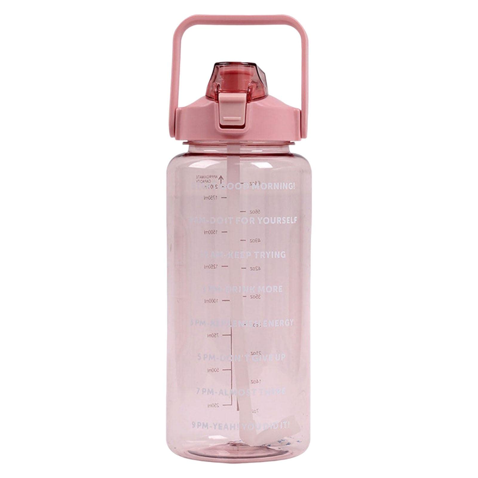 Merishopp Motivational Water Bottle With Carry Handle, Time Marker & Straw For Cycling Pink|Home & Garden|Kitchen Dining & Bar|D