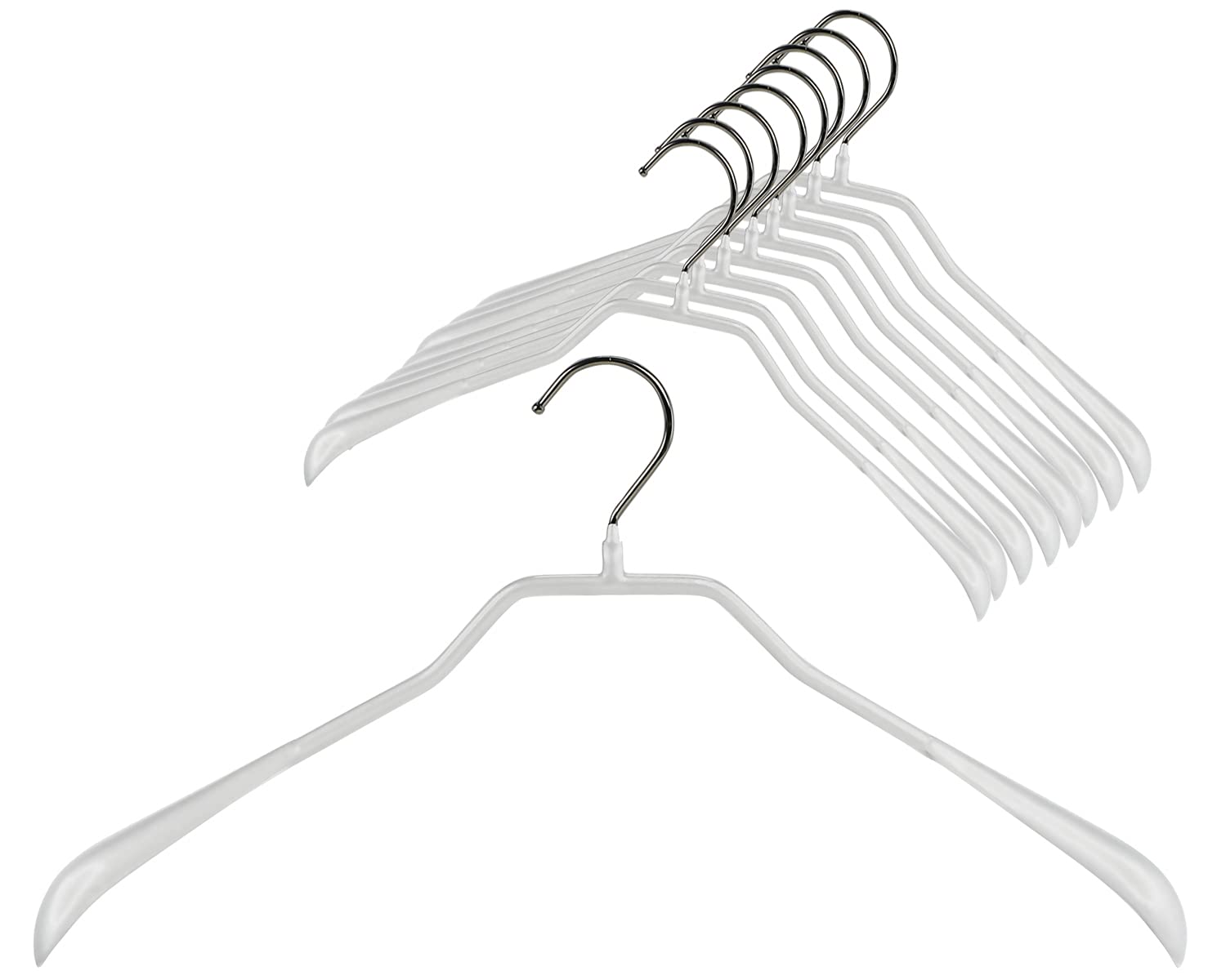 Mawa By Reston Lloyd, Non-Slip Steel Suit/Jacket Hanger, Wide Supportive Sholders With Rotating Hook, White, Set Of 150
