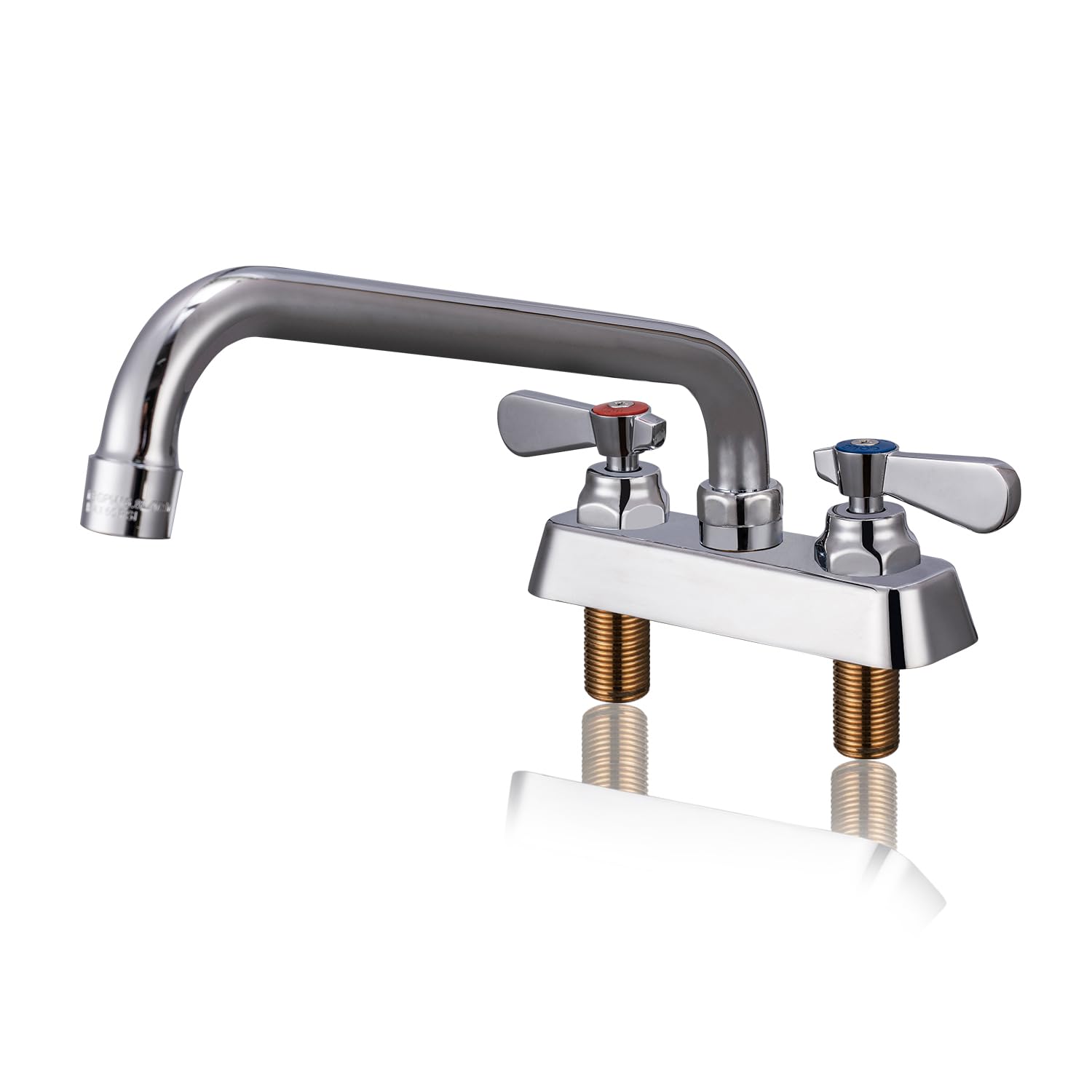 Phivan Commercial Sink Faucet 4 Inch Center Deck Mount Bar Sink Faucet 2 Hole Brass Constructed with 10 Swivel Spout 3 Compartme