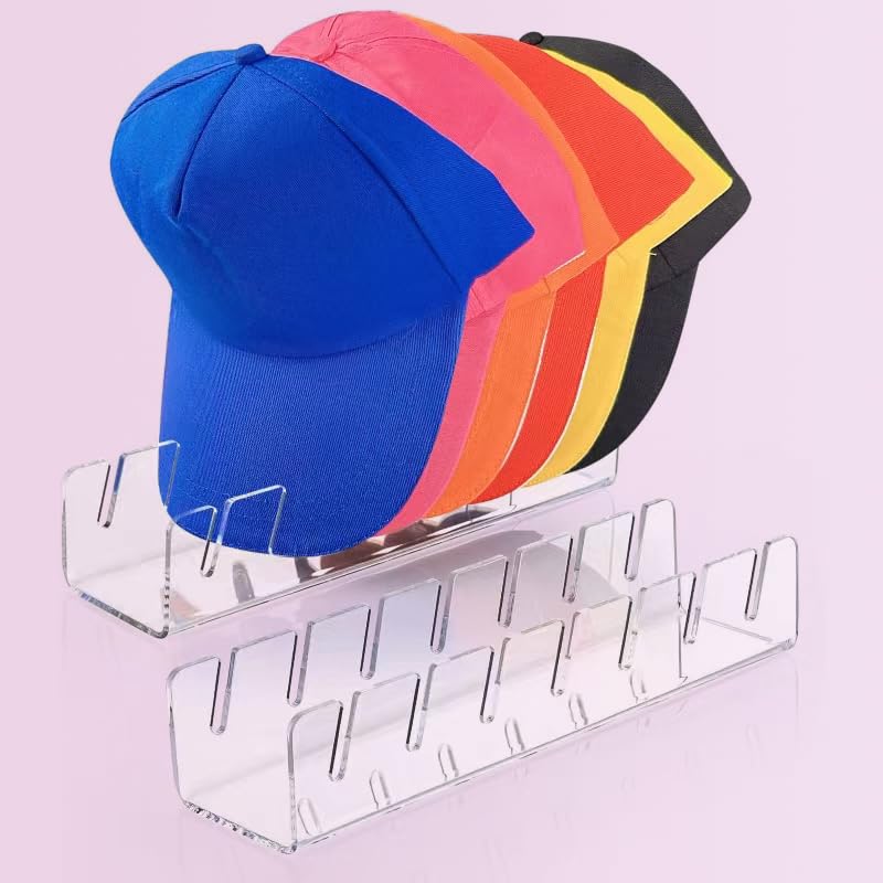 Chenyaoai 2 Pack Hat Stand For Baseball Caps Display And Organizer, No Install Acrylic Hat Holder For 14 Baseball Caps For Bedro