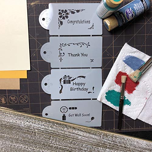 Designer Stencils Celebration Corners Cookie Stencils, (Happy Birthday, Thank You, Congratulations, Get Well Soon), Beige/Semi-T