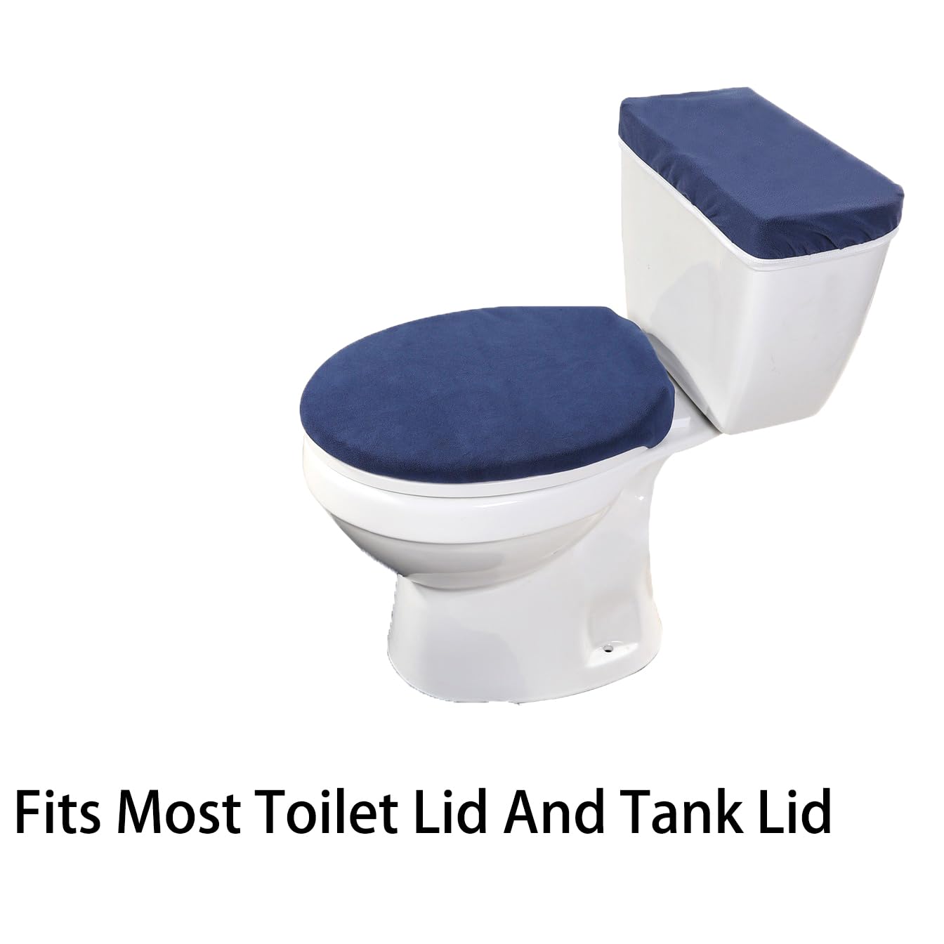 Madeals Memory Foam Toilet Mat And Velvet Toilet Lid Cover Set With Toilet Tank Cover Velvet 3 Piece Toilet Set Navy Blue