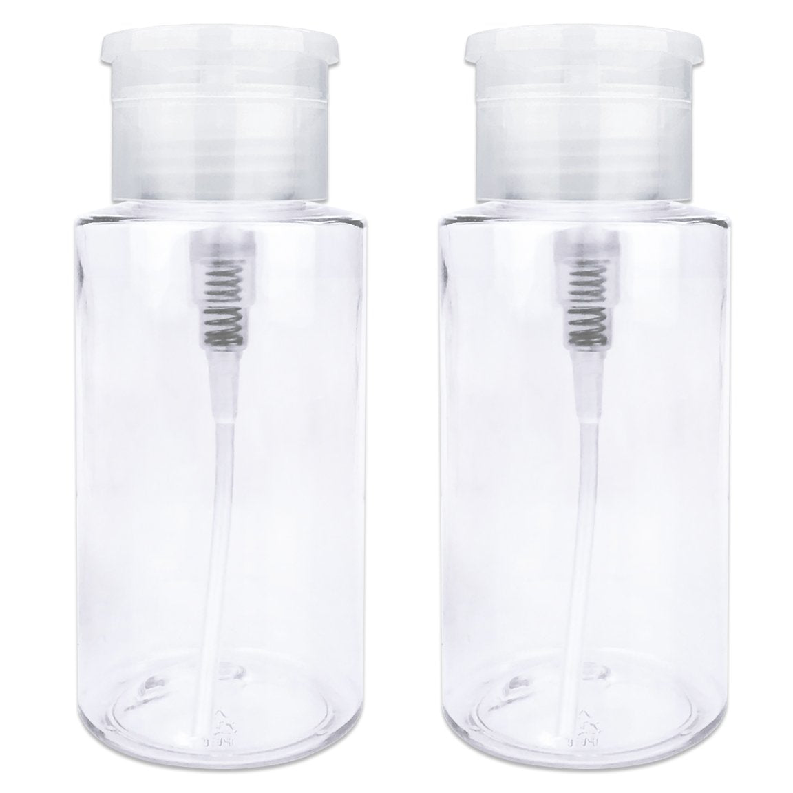 Pana 7Oz. Push Down Liquid Pump Dispenser Clear Bottle With Flip Top Cap (Clear Lid, 2Pcs)
