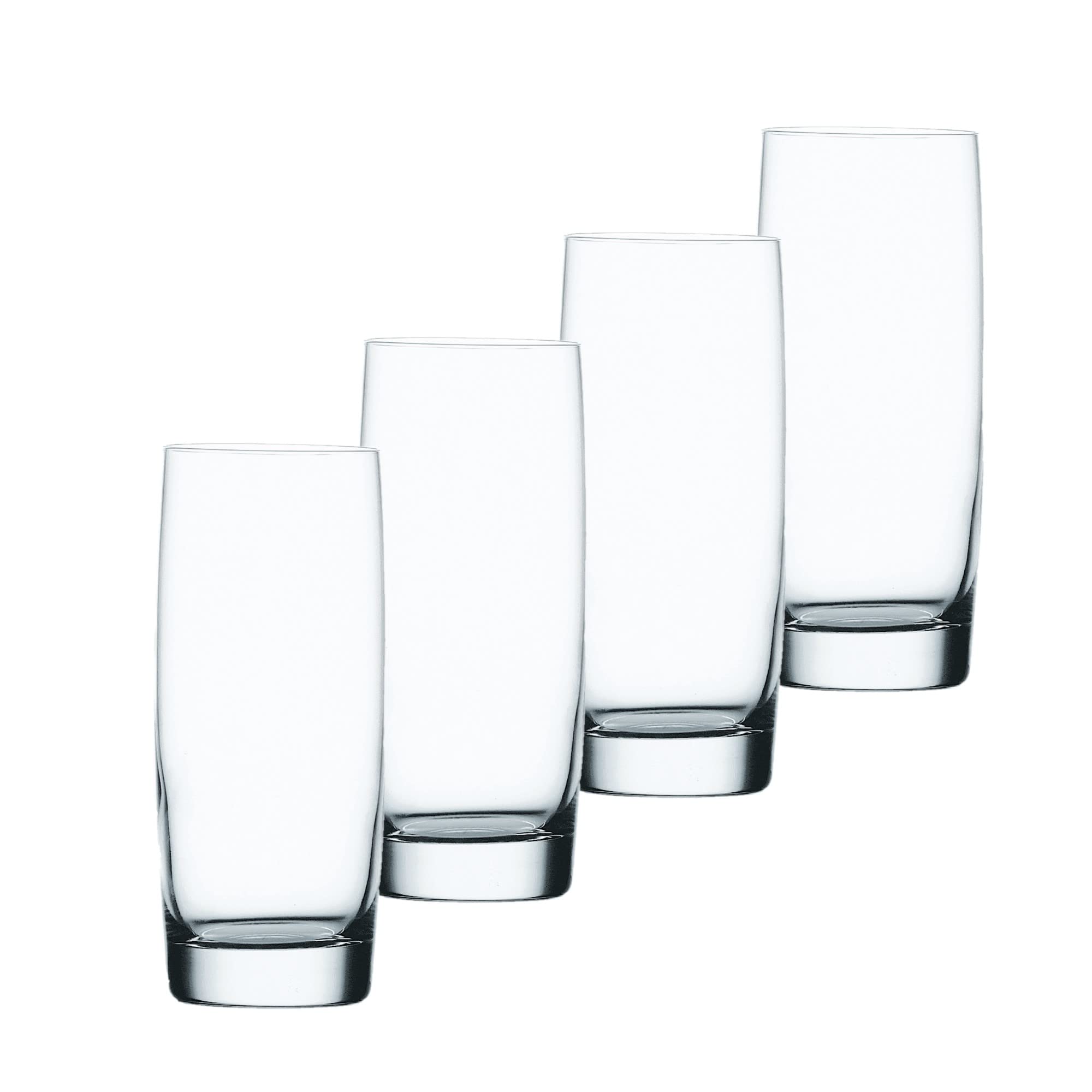 Nachtmann Vivendi 14 oz Long Drink Glasses - 4-Piece Lead-Free Clear Crystal Glassware for Water, Juice, Cocktails, Iced Tea & C