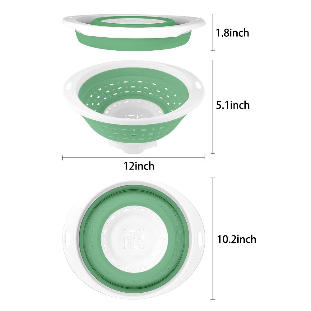 Qimh Collapsible Colander And Strainer, 5 Quart(1.25 Gal) Bpa Free & Dishwasher-Safe Silicone Foldable Strainer, Heavey Duty Kit