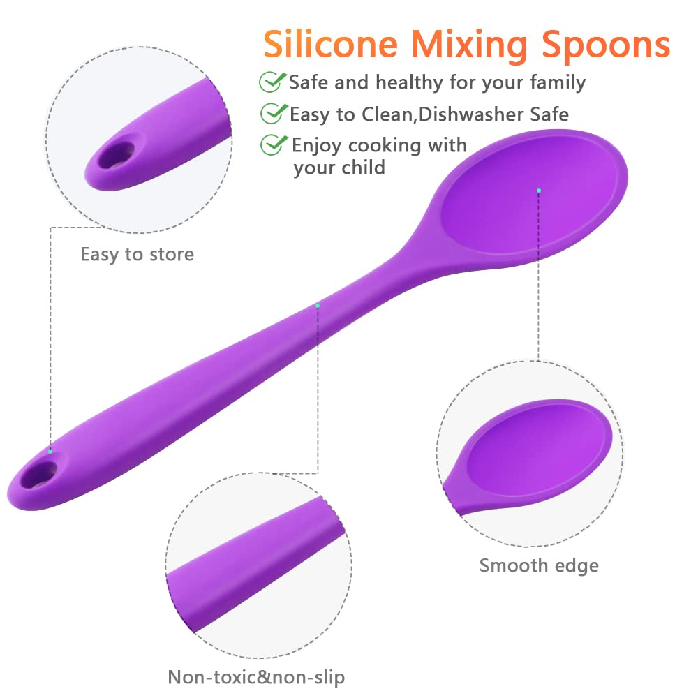 Gothabach 6 Pack 10.8'' Large Silicone Spoons, Heat Resistant Silicone Basting Spoons, Non-Stick Serving Spoon For Mixing, Butte
