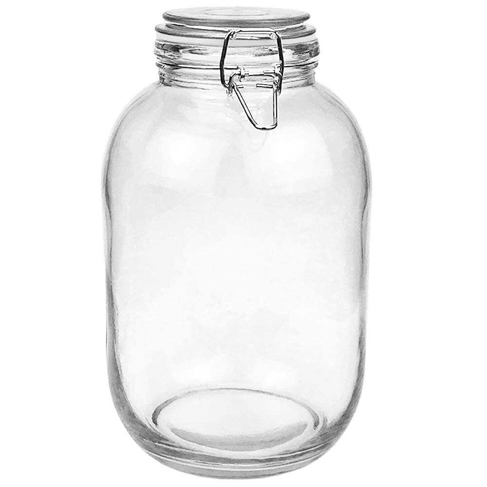 Folinstall 1 Gallon Glass Jar With Airtight Lid, Large Mason Jar For Pickled Eggs, Clear Glass Storage Jar For Kombucha, Limonce