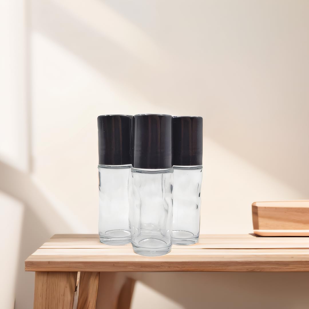 Yyngjck 4Packs Glass Clear Roller Bottles 30Ml/1 Oz Refillable Essential Oil Perfume Roll On Bottles Leak-Proof Design Empty