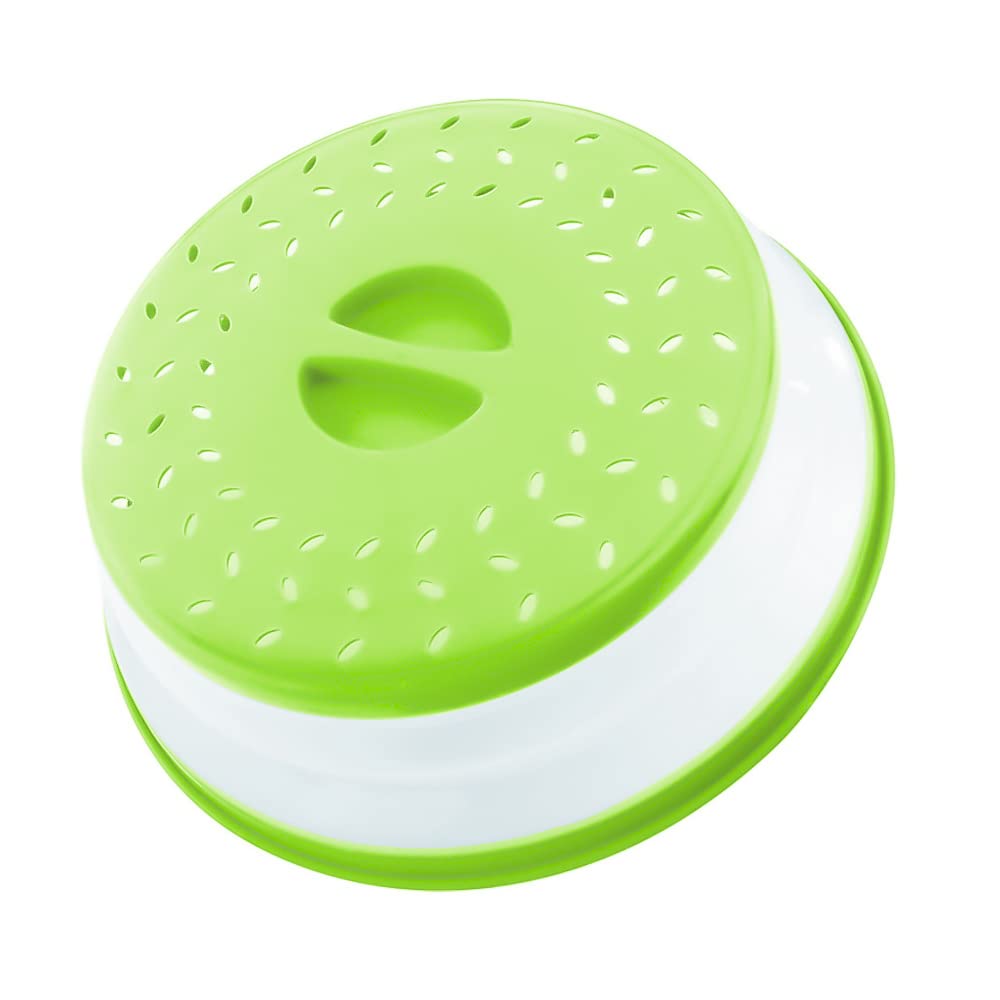 Collapsible Microwave Splatter Cover, Microwave Plate Cover With Steam Vent,BPA-Free Silicone & Plastic(green, 10.5IN)