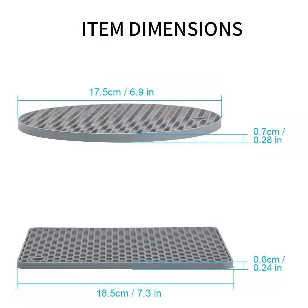 Gaiamat Silicone Trivet Mats, 4 Pack 2 Shape(2 Squared+2 Round) Heat Resistant Pot Holders Set, Silicone Table Mats Large Coaste