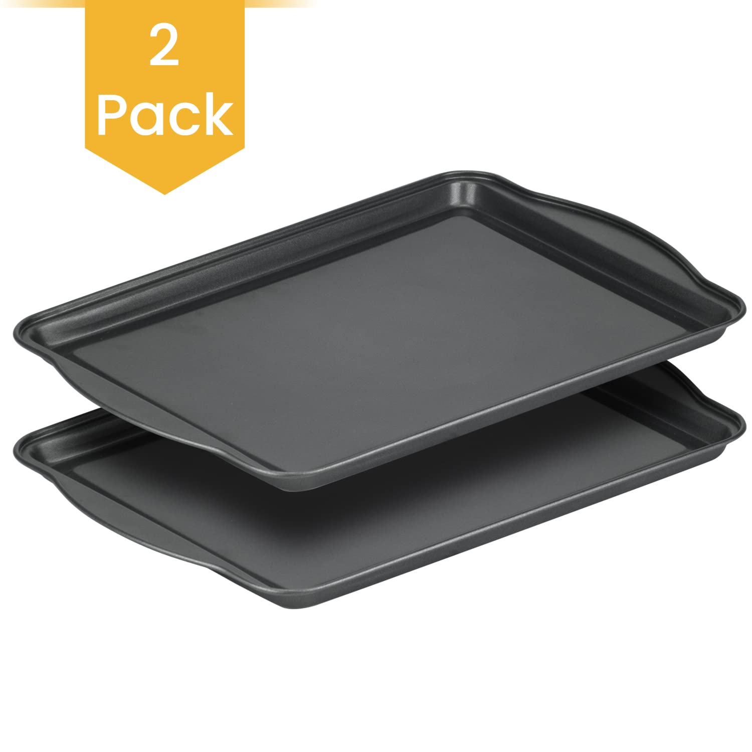 Decorrack 2 Pack Non-Stick Baking Sheet, 15 X 10 Inch Jelly Roll Pan And Cookie Baking Tray, Heavy Duty Bakeware For Oven (Pack
