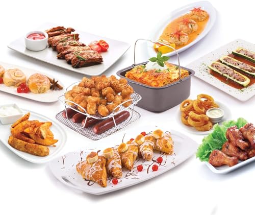 Nuwave 2Pc Brio Air Fryer Cooking Accessory Kit, Reversible Rack And Baking Pan, Compatible With 3Qt Brio Air Fryers Or Larger