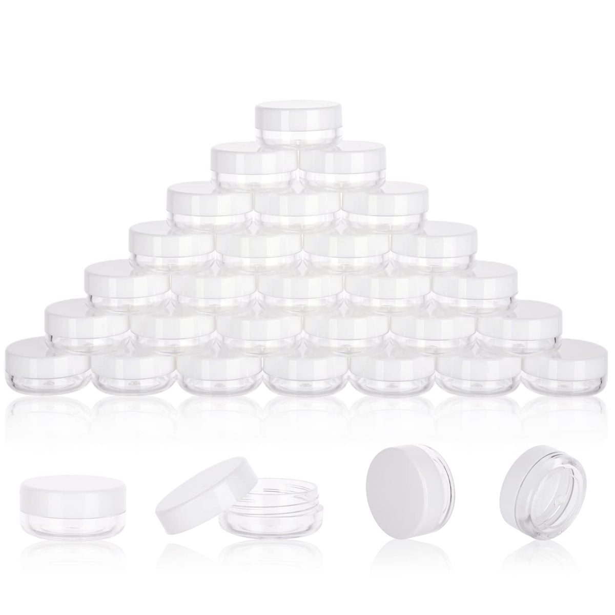 3 Gram Sample Containers With Lids, 100 Count Tiny Sample Jars, Empty Lip Balm Containers, Mini Cosmetic Containers With Lids, M