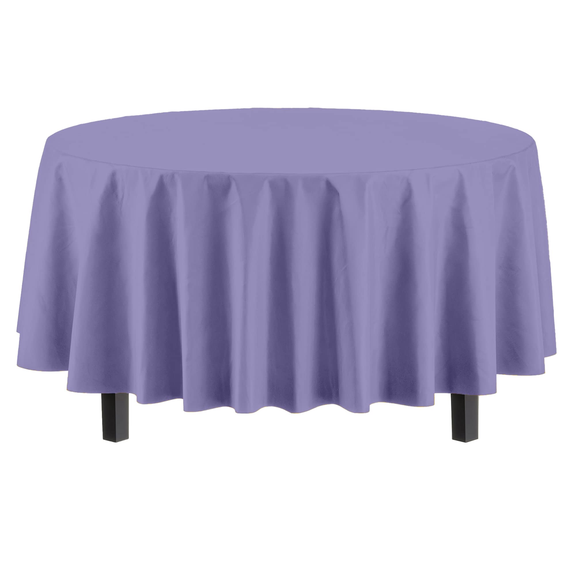Exquisite 6-Pack Premium Plastic Tablecloth 84In. Round Plastic Table Cover - Lavender