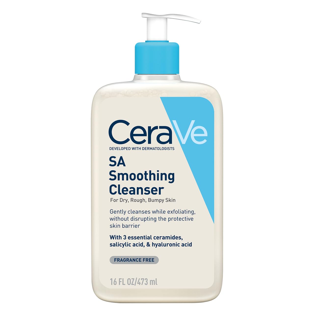 ceraVe SA - Detergente levigante per viso e corpo  per pelle secca  ruvida e irregolare  con acido ialuronico  salicilico e 3 ceramidi essenziali  2 flaconi da 236 ml