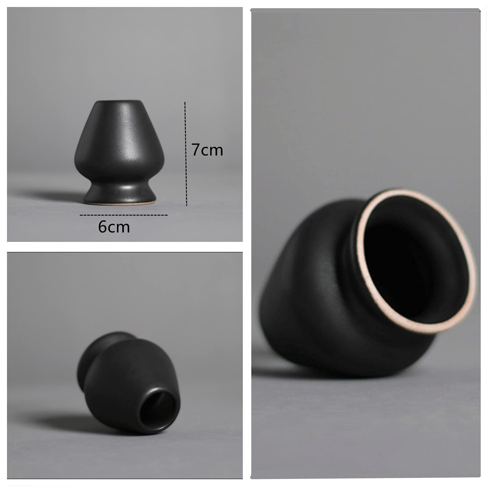 U-D Matcha Tea Whisk Holder Ceramic Holder Chasen Stand Fit For Traditional Japanese Tea Matcha Chasen Tea Set Accessories (Blac