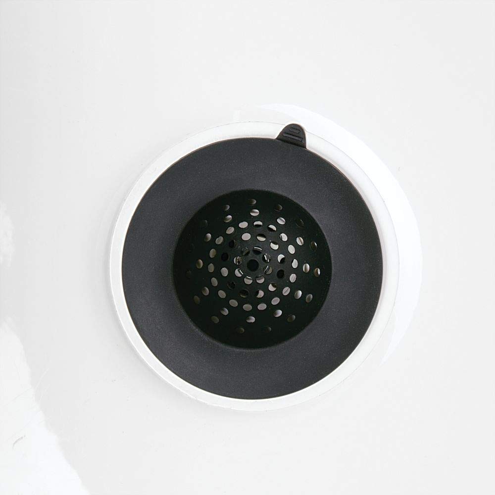 Idesign Bpa-Free Flexible Silicone Kitchen Sink Strainer, 4.3'' X 4.3'' X 1.4'', Black