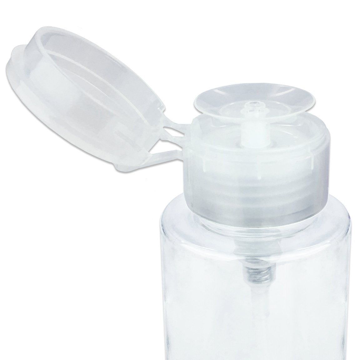 7Oz Clear Push Down Pump Dispenser Empty Refillerble Bottle With Flip Top Cap - For Nail Polish, Travel, Cosmetics Packaging