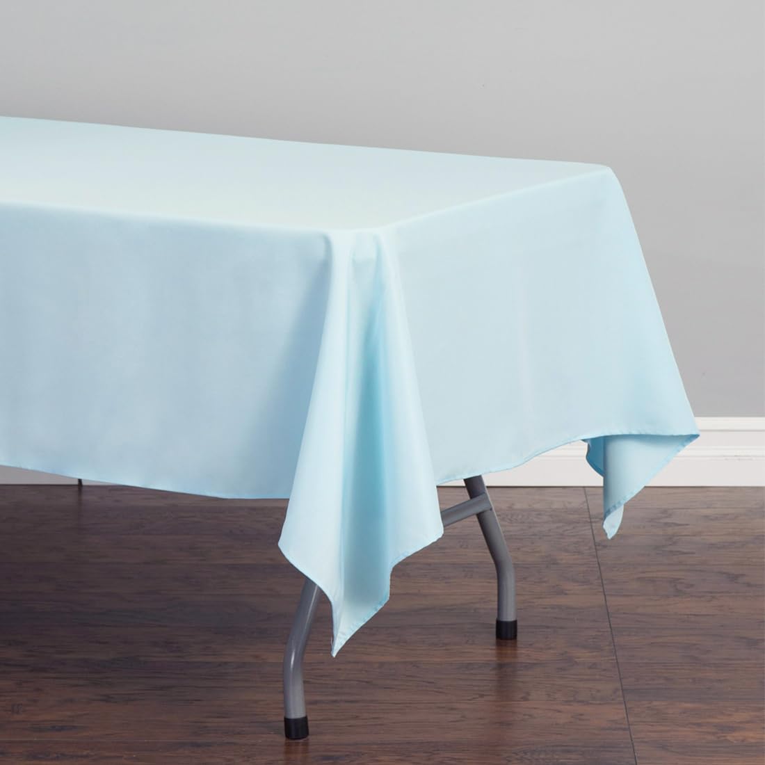 Ltc Linens 2 Pack Baby Blue Rectangular Tablecloths 60 X 102 Inches For 6 Feet Rectangle Banquet Tables With Half-Drop - Stain A