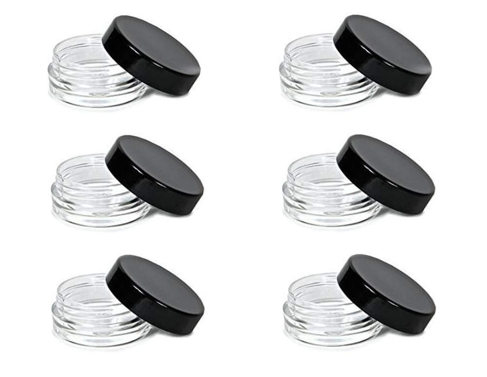 3 Gram 3 Ml Jar Bpa Free Cosmetic Sample Empty Plastic Container Round Pot With Black Screw Cap Lid Small Tiny 3G Bottle For Mak