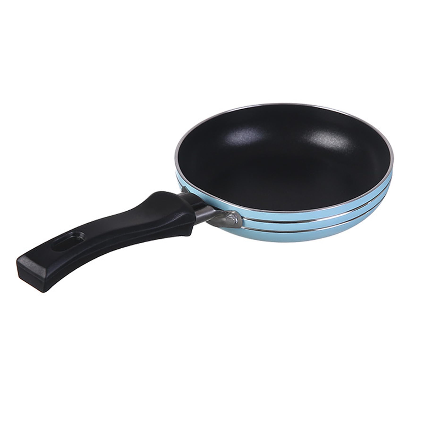 Zoofen 4.7'' Frying Pan Mini Round Egg Skillet Non Stick One Egg Fry Pan Breakfast Pan With Long Handle(Blue)