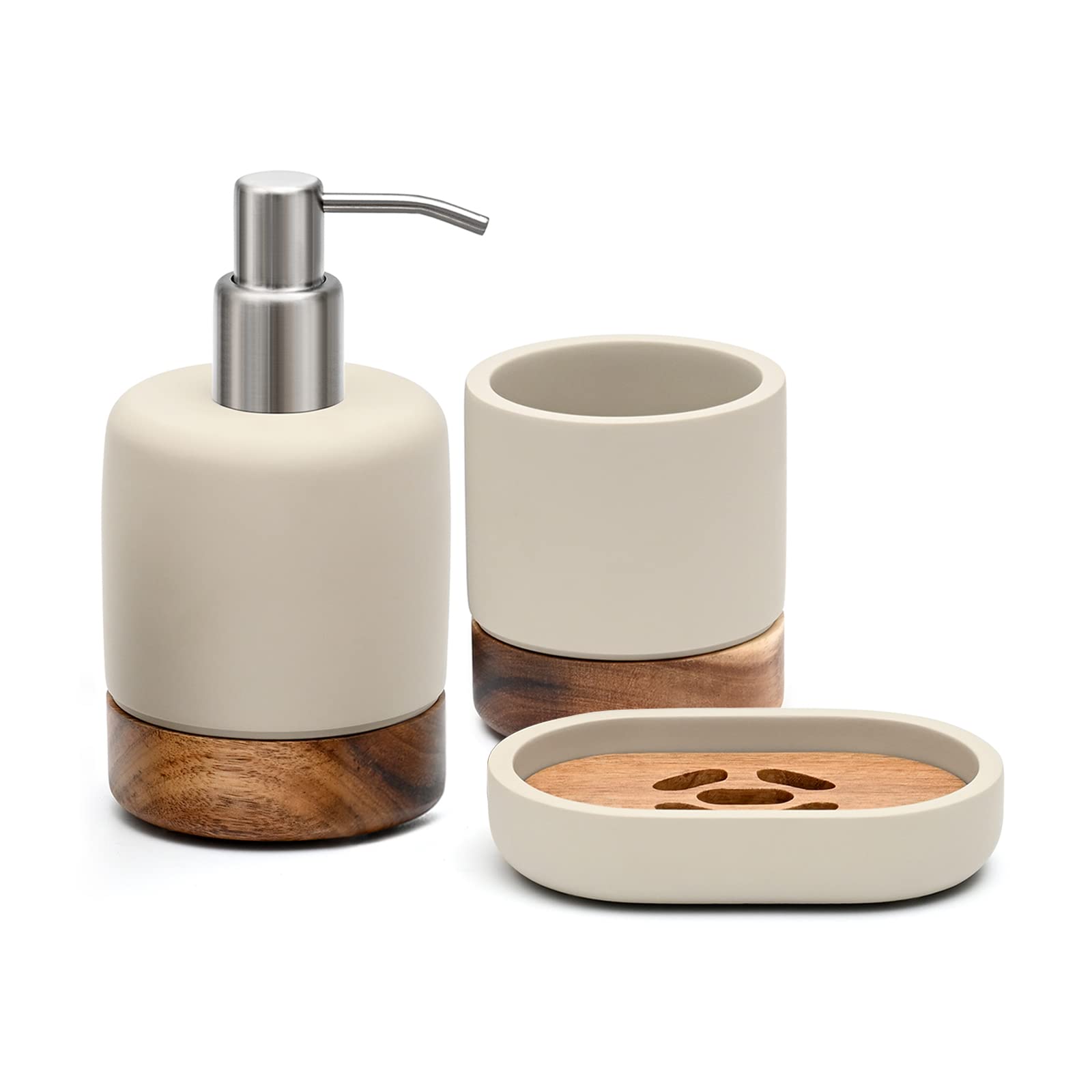 Lunavita Bathroom Accessories Set 3 Piece Bath Ensemble Includes Soap Dispenser, Tumbler, Dish For Decorative Countertop & House