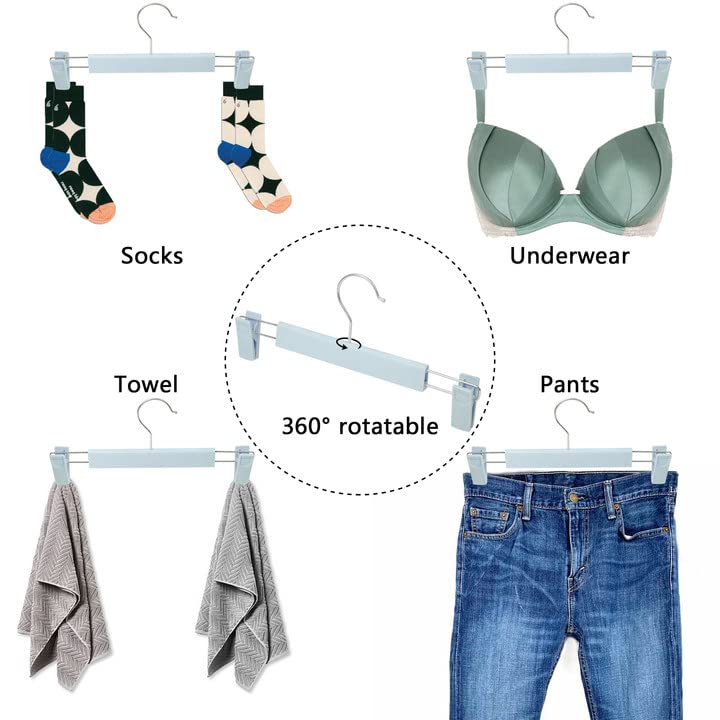 Pants Hangers With Clips Skirt Hangers For Women Plastic Clip Hangers For Pants Clothes Hangers (50Pack, Blue)