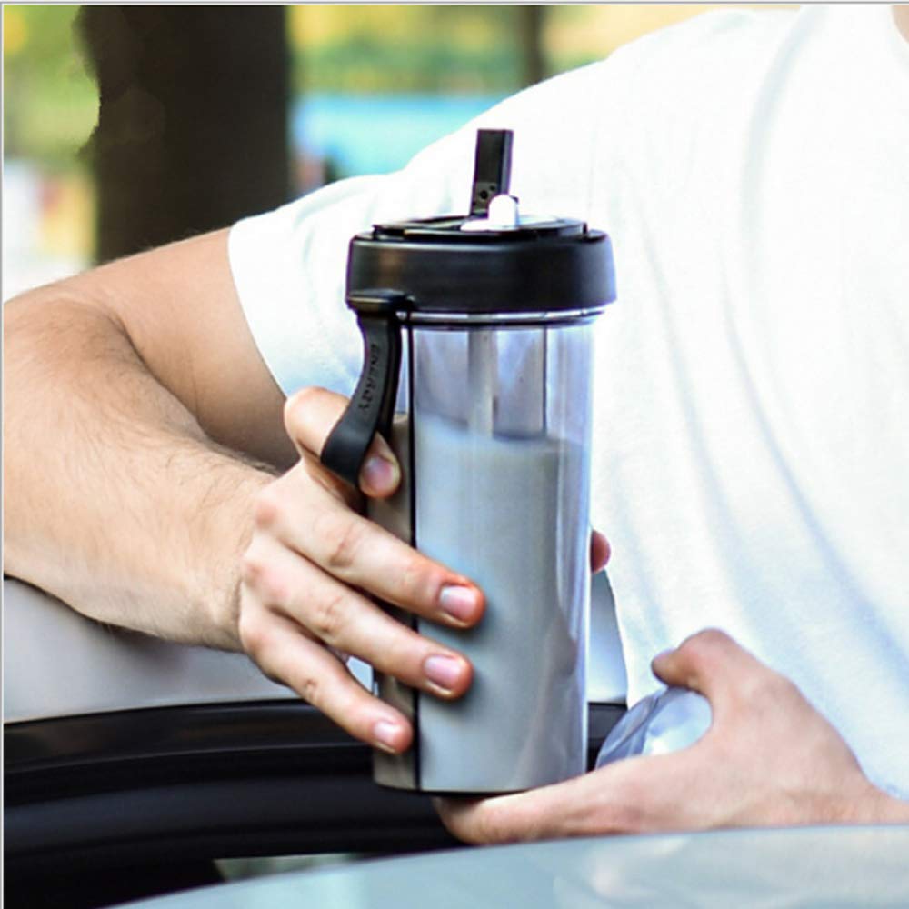 YYDSJFM Creative Water Cup,One Cup of Two Different Drinks Two Straws Couple Outdoor 600ml Drinking Cup for Camping Hiking Backp