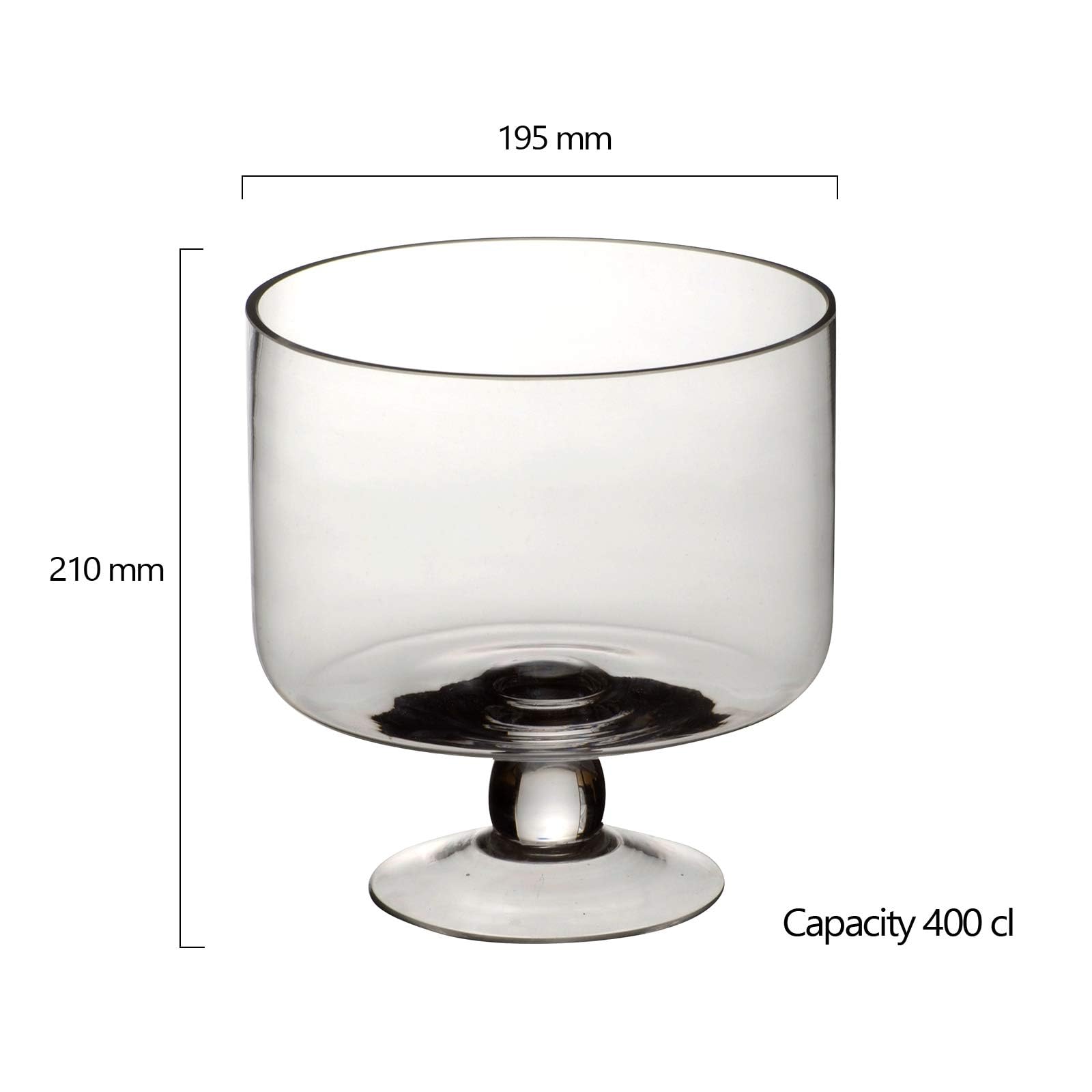 Artland Glass Trifle Bowl With Classic Modern Design, Clear | For Round Dessert - Cakes, Pastries, Ice Cream - Versatile For Mix