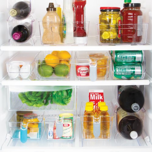 Kitchen Spaces Kseg12-Amz Egg Tray 14Pc Stackable Food Storage Organizer For Refrigerator, 14.5'' X 3'' X 4.5'', Clear