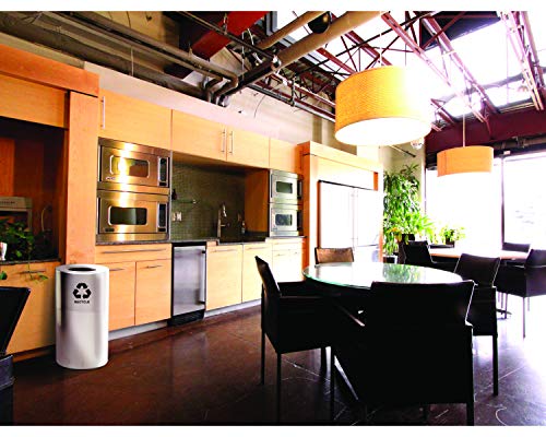 Witt Industries AL35-CLR-R Aluminum 35-Gallon Decorative Recycling Receptacle with Rigid Plastic Liner  Legend ''Recycle''  Round  18'' Diameter x 32'' Height  Clear Coat