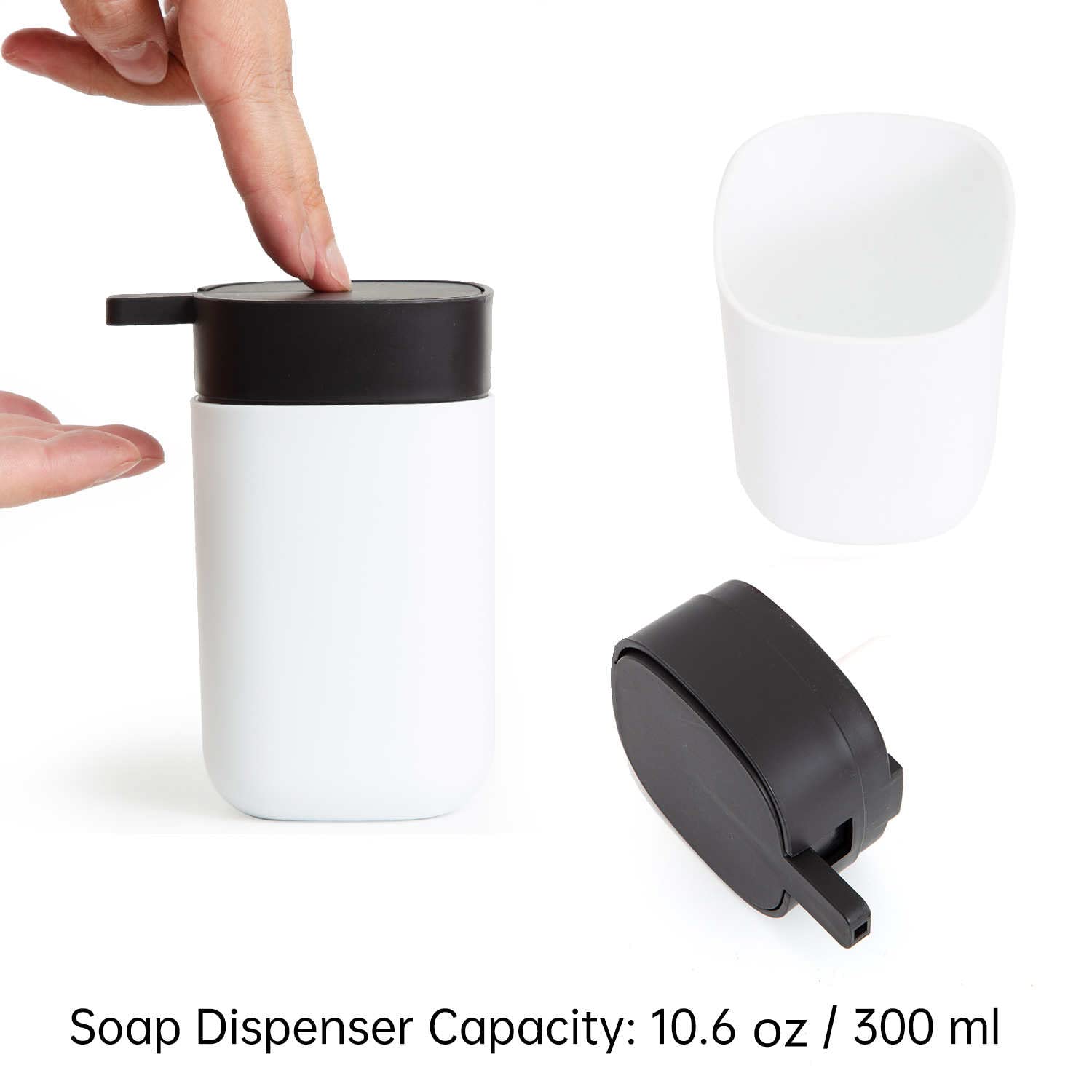 Bathroom Accessories Bath Set of 6 Complete  Toothbrush Holder  Soap Dispenser  Garbage Trash Can  Soap Dish  Toothbrush Cup and Toilet Brush Holder  White