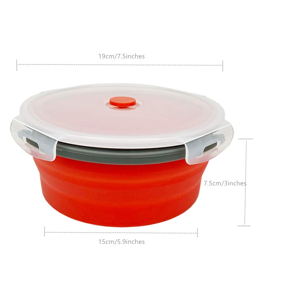 Cartints 1200Ml Large Collapsible Food Containers Silicone Lunch Containers Silicone Leftover Food Containers, Ideal For Camping