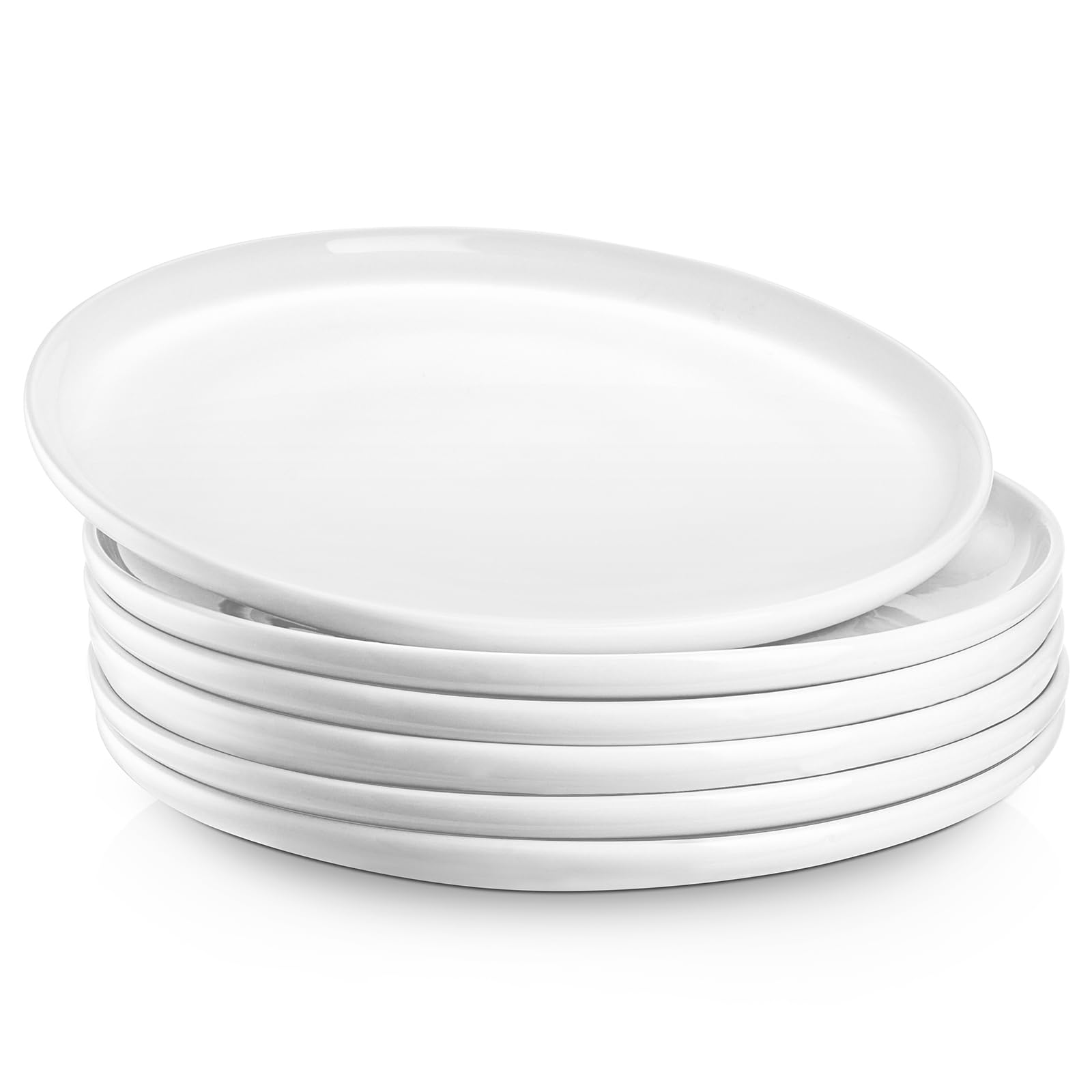 Jassceram 8.5 Inch Small Dinner Plates Set Of 6, Ceramic Plates For Salad, Snack, Dessert And Appetizer - Microwave, Oven And Di