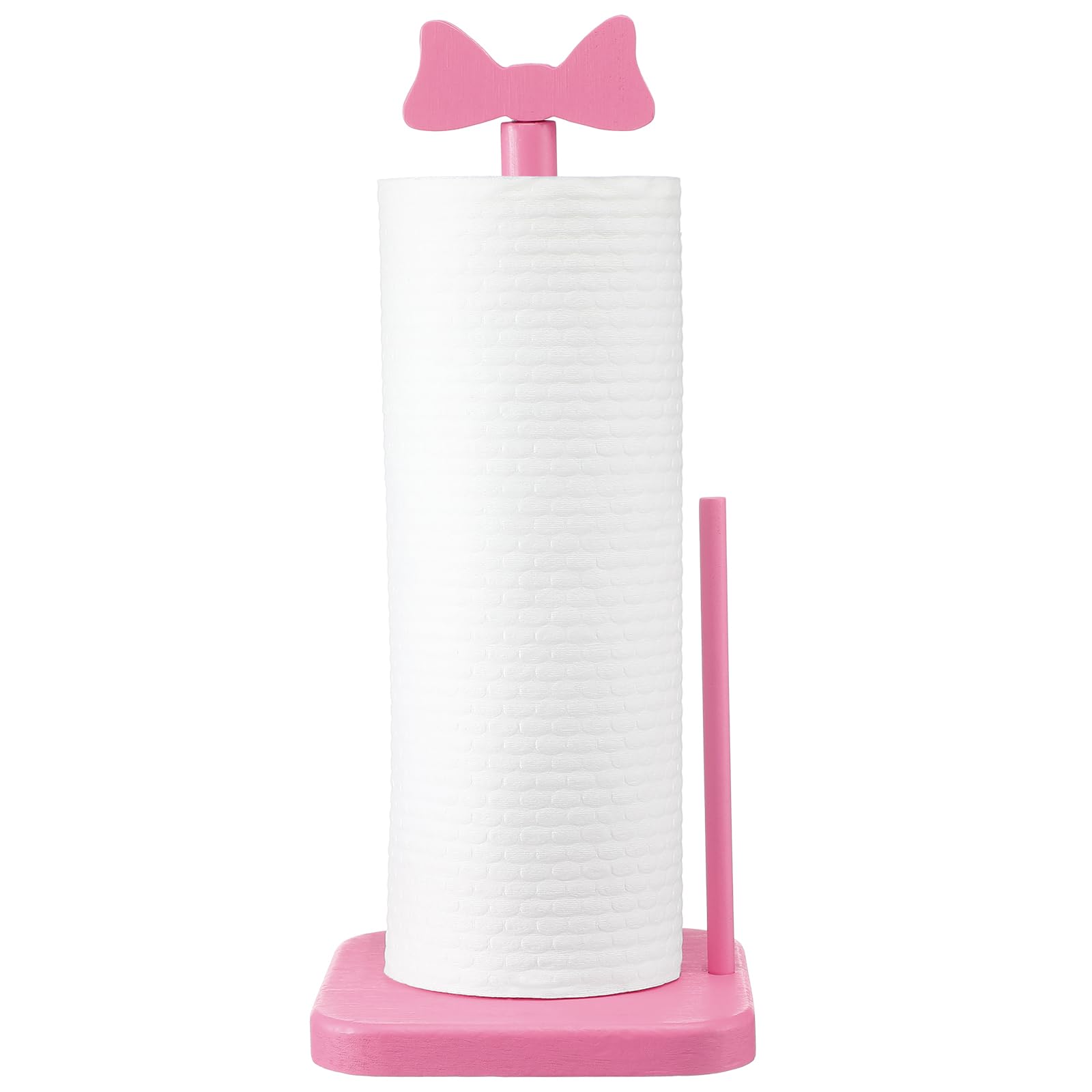 Leinuosen Pink Bow Paper Towel Holder Coquettish Cute Bow Wooden Paper Towel Holder Pink Bathroom Countertop Accessories Kitchen