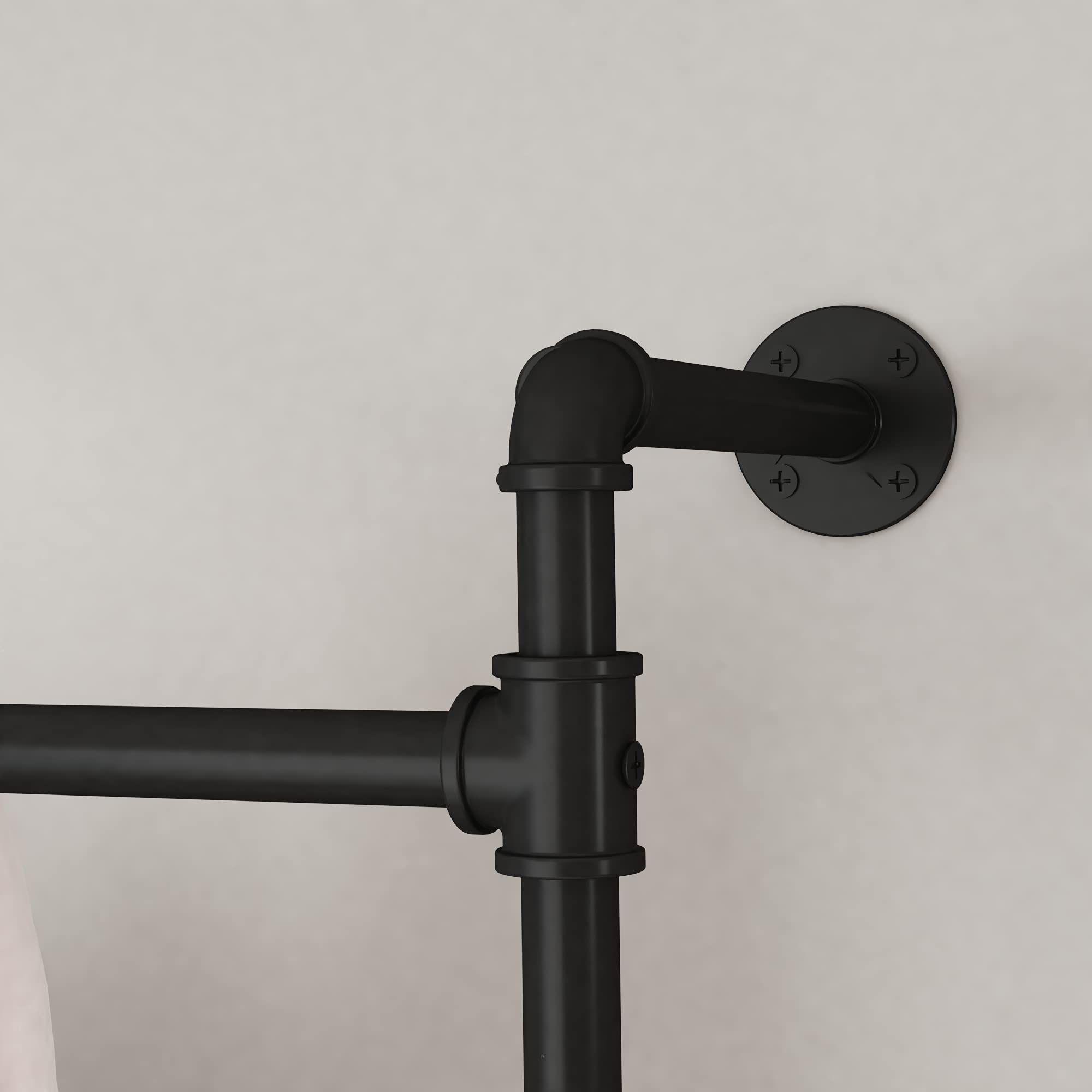 Mairhk Industrial Pipe Clothing Rack Clothing Rack Wall Mounted Clothes Racks For Hanging Clothes Double Rod-2 Tier Black