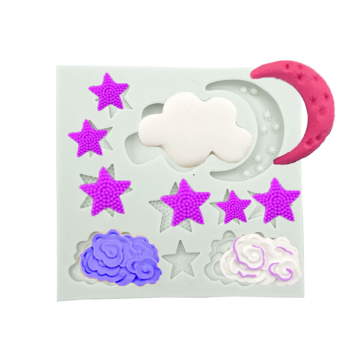 Star Moon Clouds Shaped Silicone Fondant Molds, Candy Chocolate Molds For Diy Cake Fondant Cookie Pudding Gum Paste Cupcake Cake
