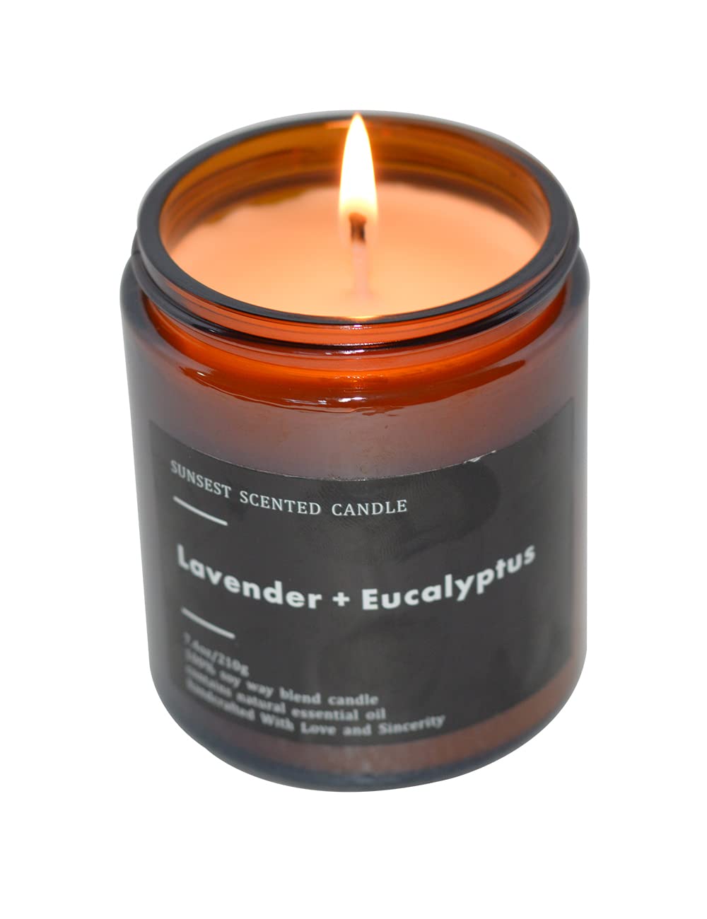 SunSest Scented Candle - for Home and Gifts - Lavender & Eucalyptus - 100% Natural Soy Wax and Pure Essential Oils - Women and M