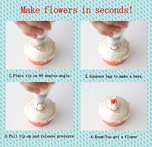 Russian Piping Tips Cake Decorating Complete Set, Wowdecor 24Pcs Baking Supplies Kit Icing Nozzles Flowers Shaped, Frosting Bags