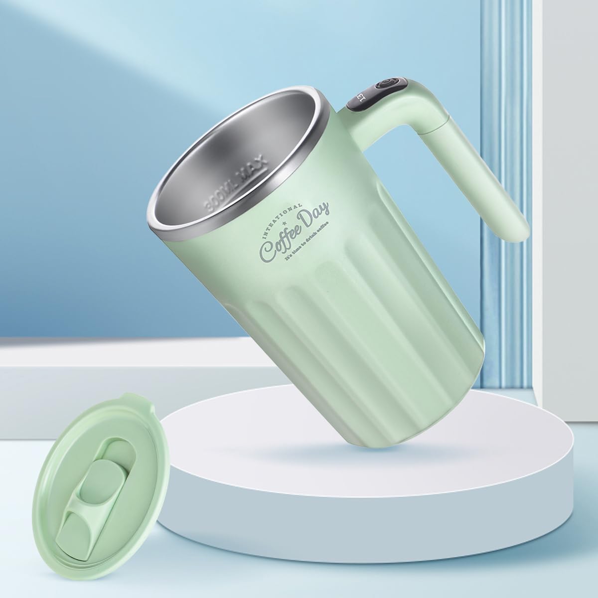 Electric Mixing Mug,Electric Stirring Mug, Coffee Mug,Suitable for Coffee, Milk, Cocoa and Other Beverages (Matcha Green, 12 oz)