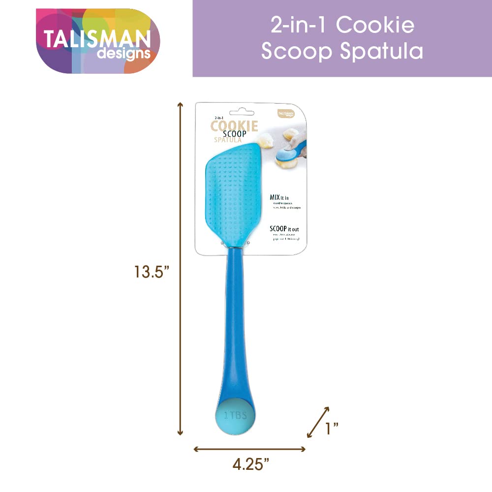 Talisman Designs 2-In-1 Cookie Scoop Spatula | Up To 500-Degree Heat Resistance | Silicone Cookie Spatula | Kitchen Spatula | Co