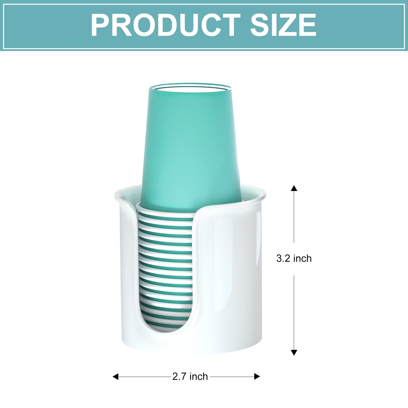 Byaway 2 Pack Bathroom Cup Dispenser 3 Oz Countertop - Convenient Paper Cup Holder For Mouthwash Cups - Easy To Use Cup Dispense