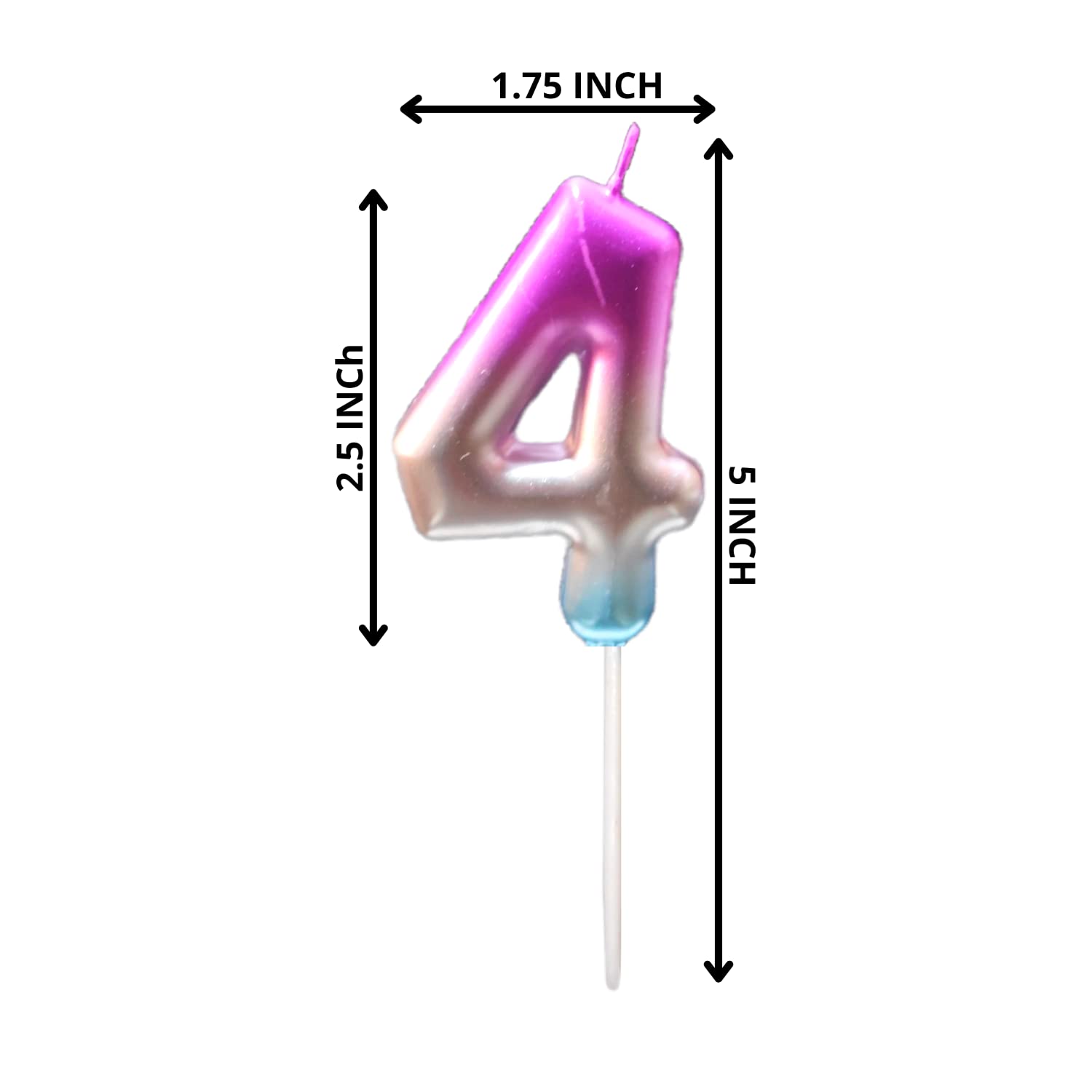 Party Decorz Number 4 Candle | Four Number Candle | Number 4 Ombre Multicolor Candle for Birthday,Anniversary, Surprise Party Ca
