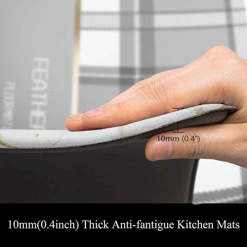 Mrcrypos Gold White Kitchen Rugs Cushioned Anti Fatigue 2 Pcs Marble Kitchen Mats Pvc Non Slip Waterproof Kitchen Mats For Floor
