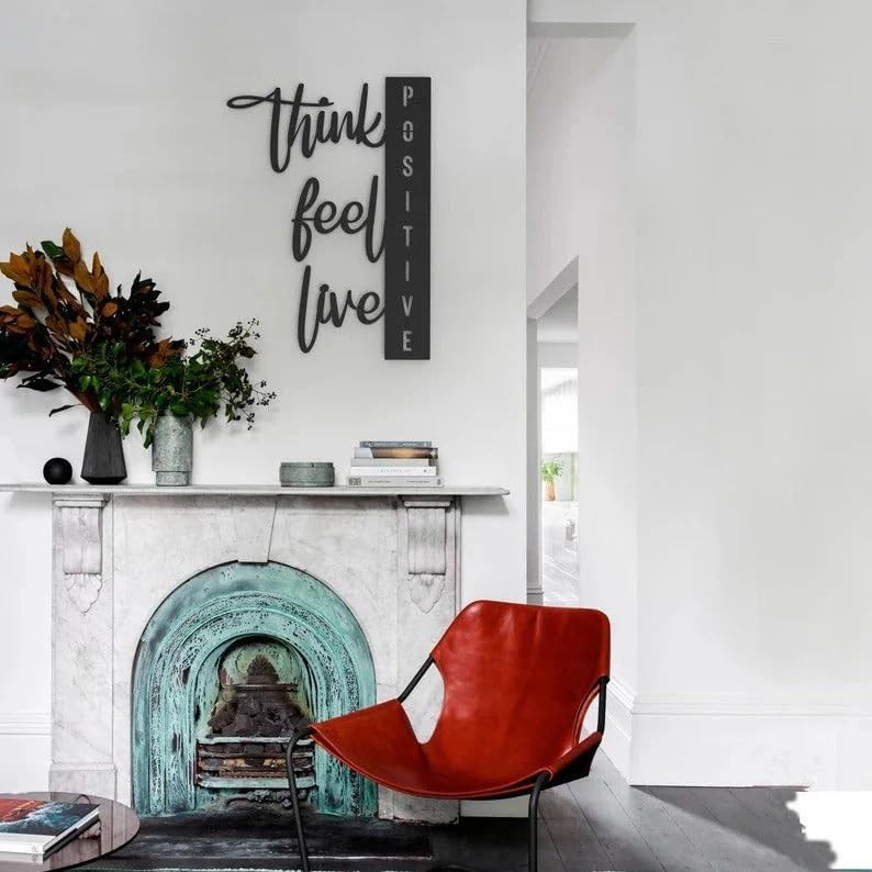 7 Decore Positivity Pulse Wood Wall Decor | Ideal For Living Room, Bedroom, Kitchen, Office, Hotel - Easy To Clean, Water Splash