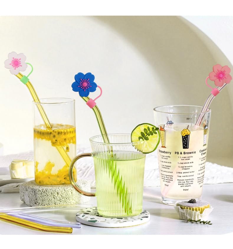 9Pcs Flower Straw Topper For Tumbler 10Mm Cute Silicone Straw Covers Compatible With Stanley 30&40 Oz Cup Reusable Drinking Stra