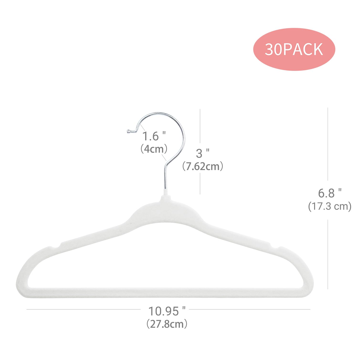 Mangotree Velvet Baby Clothes Hangers, 10.95'' Non-Slip Kids Hangers, Space Saving Hangers For Infant Toddler Children (30 Pack,
